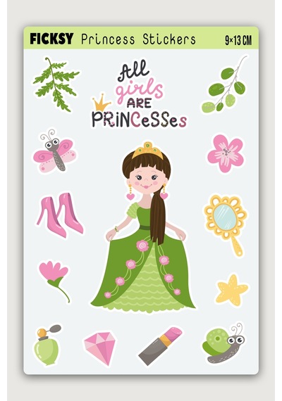 Sevimli Prenses Sticker Seti - 14 Adet Etiket Çıkartma Diğer