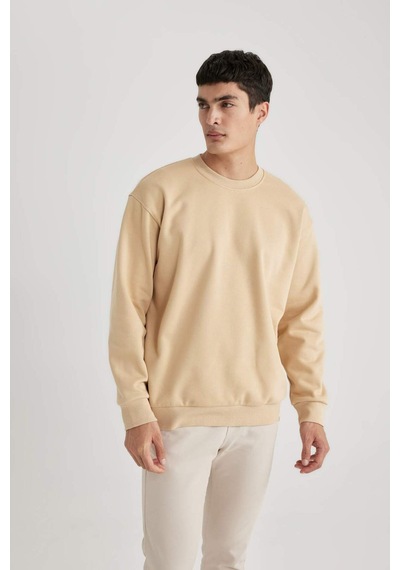 DeFacto Oversize Geniş Kalıp Bisiklet Yaka Basic Düz Sweatshirt T5139AZ24SPBG320
