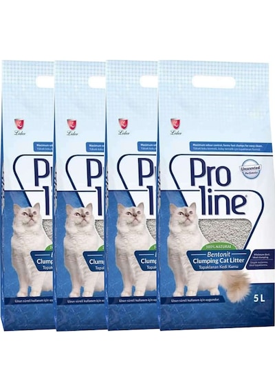 Proline Parfümsüz İnce Taneli Topaklaşan Bentonit Kedi Kumu 4 x 5 L