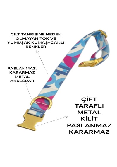 Caramelos Köpek Tasması-küçük Irk Ve Orta Irk İsimli Tasma 11 Mavi - Pembe