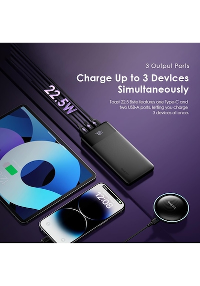 Tr Toast 22.5 Byte 10000mah Harici Pil, Hızlı Şarj 22,5 W Ve Led Ekranlı