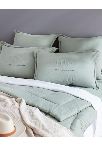 Madame Coco Bobigny Çift Kişilik Pamuklu SuperSoft Comfort Set Mint Yeşili