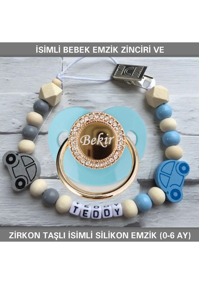 Sahi Aksesuar İsimli Bebek Emzik Zinciri ve İsimli Bebek Silikon Emzik BEZYI275 Pembe