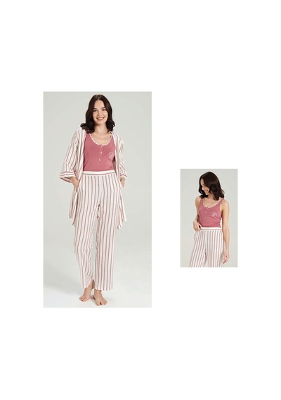 Feyza 5069 3 Lü Pijama Takımı Gül Kurusu