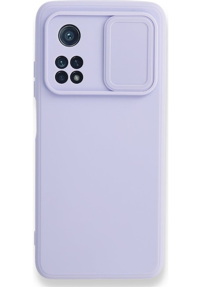 Nettech Xiaomi Mi 10T Uyumlu Kızaklı Kamera Korumalı Arka Koruma Kılıf - Lila Lila
