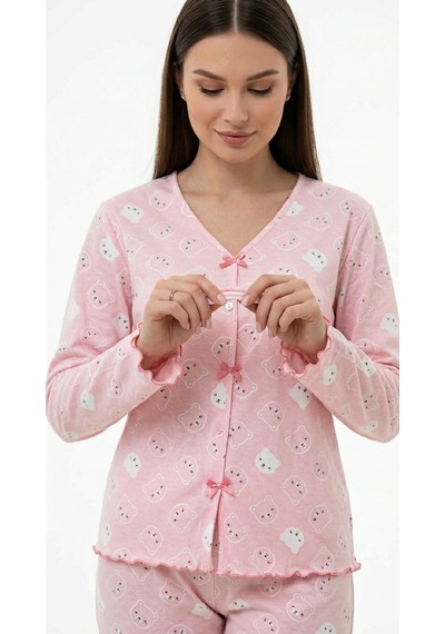 Divinus Panda Desenli Bayan Pijama Takımı Pembe