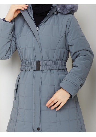Eslemnur Nova Kumaş Şişme Mont 85cm Füme