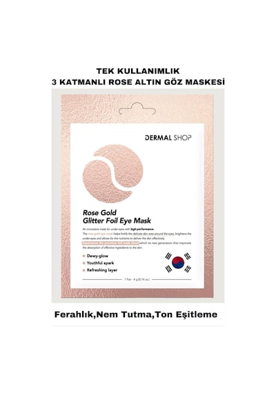 DERMAL Rose Gold Glitter Foil Göz Maskesi 4 gr