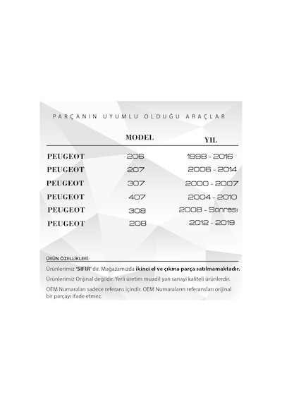 Peugeot, Citroen için Yakıt Depo Şamandıra Kapağı ve Contası