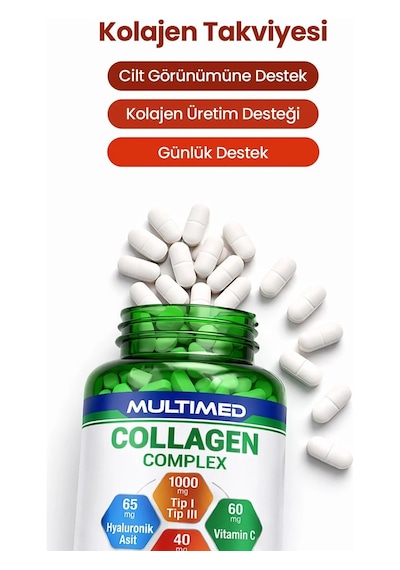 Multimed Kolajen 1000 Mg Cilt Elastikiyeti & Eklem Destek Formülü 60 Tablet