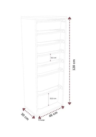 %100 Mdf - Xl Mono 7 Sepetli Oyuncak Dolabı Beyaz