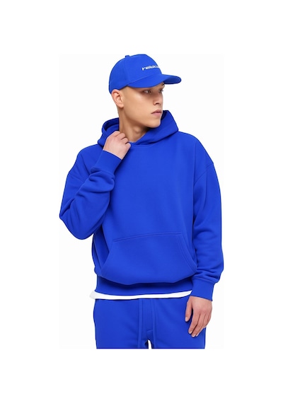 Benroma 3 İplik Penye Ünisex Kapüşonlu Sweat Saks Mavisi