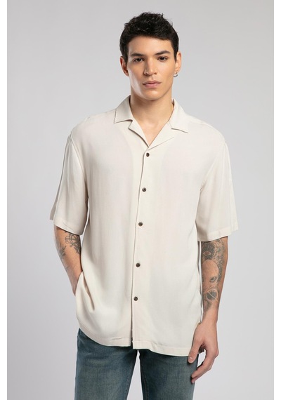 Lee Cooper Faylin Erkek Kısa Kol Dokuma Gömlek Bej-19785 Bej