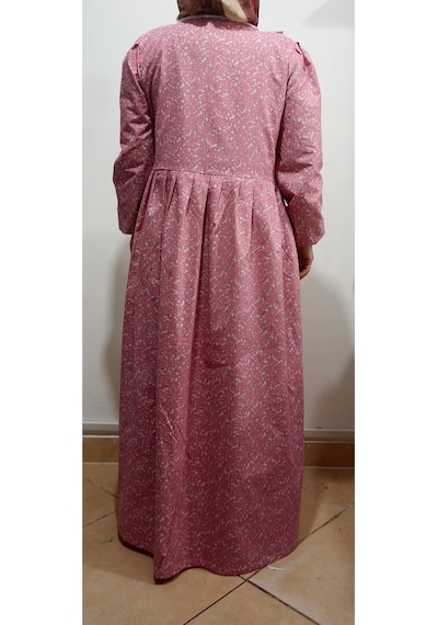 Pembe Ve Gri Çiçekli Namaz Elbisesi Pembe Çiçekli
