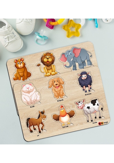 Bk Toys Çocuklar Için 2’Li Ahşap Figürlü Eğitici-Öğretici Yapboz