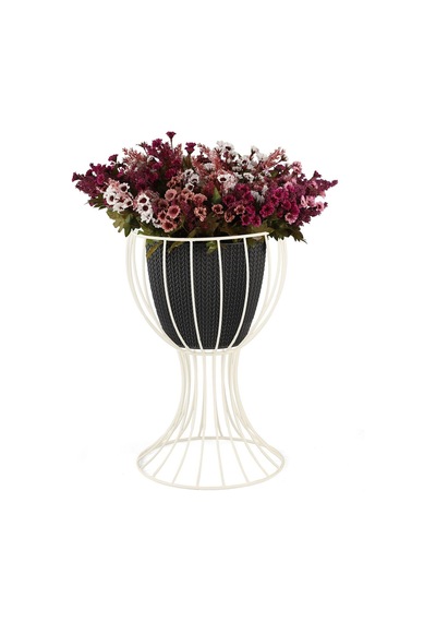 Anafor Saksılık Beyaz 43 Cm Siyah Saksı