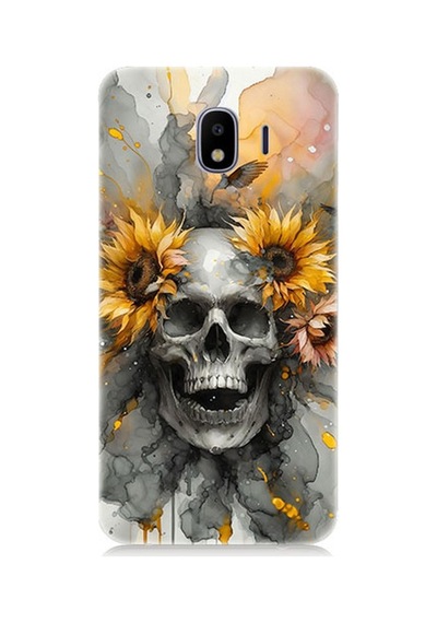 Samsung Galaxy J2 Pro Uyumlu Çiçekli Kurukafa Fantezisi Desenli Silikon Kılıf Çok Renkli