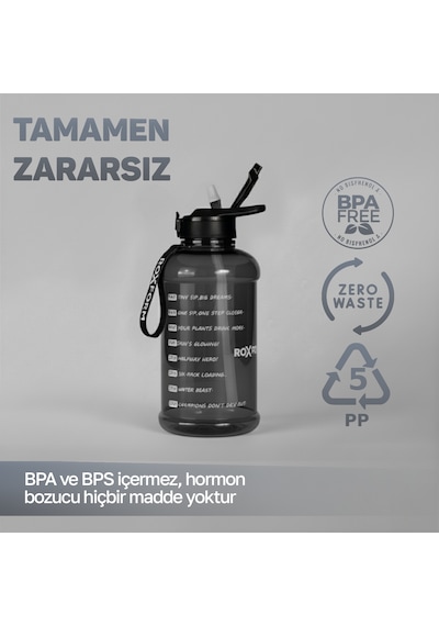 Roxform 2200 Ml Haki Siyah Premium Suluk Matara Bpa & Bps İçermez, Kılıflı Ve Sızdırmaz Siyah, Haki Kılıf
