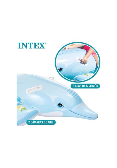 İntex Açık Gri Renkli Yunus Balığı Şişme Çocuk Binici Çok Renkli