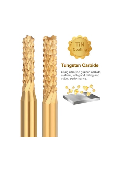 Titanyum Kaplı Tungsten Çelik Cnc Freze Pcb Kesici 0,5 - 3,175mm