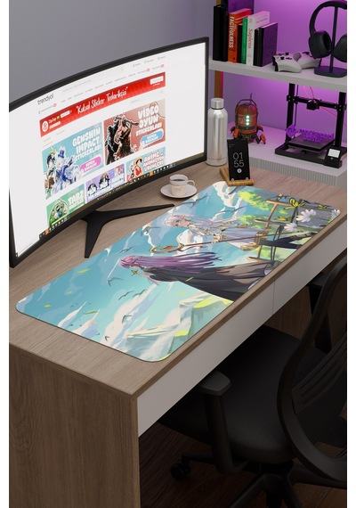 Sousou No Frieren Anime V2 - 90x40 Xxl Gaming Kauçuk Kaymaz Taban Mouse Pad Fare Altlığı