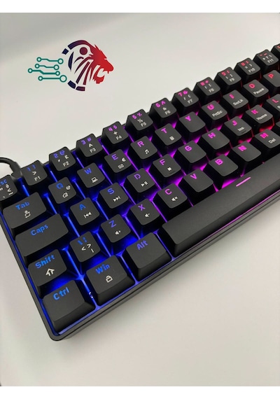 T60 Siyah Renk Mavi Switch Mekanik Kablolu Klavye Gaming Driverli Oyuncu Klavyesi T60 Mini Q