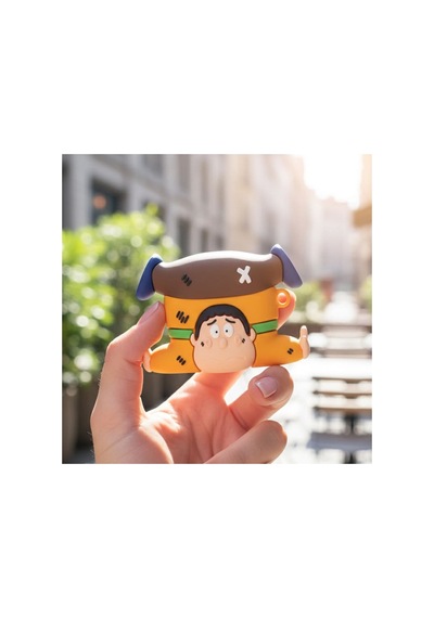 Caseonn Apple Airpods Uyumlu 5 Kılıf Karakter Figürlü Ters Adam Rustik Kahve