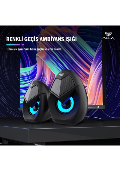 N-69 2 3w Rgb Led Işıklı Masaüstü Oyuncu Laptop Pc Bilgisayar Hoparlörü