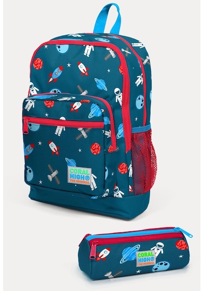 Coral High Kids Civit Kırmızı Uzay Desenli 2'li Okul Çanta Seti Set0223116
