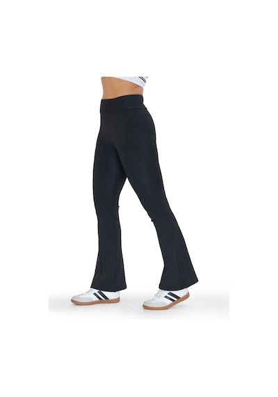 Lesa Wear Kadın Siyah Yüksek Bel Toparlayıcı Çift Cepli İspanyol Paça Tayt Bootcut Siyah