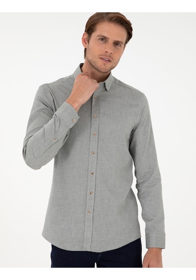Pierre Cardin Erkek Açık Haki Gömlek Desenli 50292457-vr183 Açık Haki