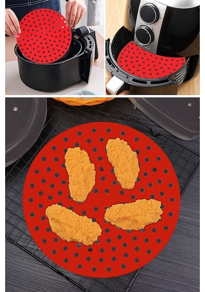 Buradabuldun Siyah Isıya Dayanıklı Yıkanılabilir Silikon Fırın Ve Airfryer Yuvarlak Model Pişirme Matı 20 Cm