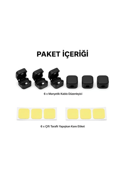 Manyetik Kablo Düzenleyici Kablo Tutucu 6 Adet Belirtilmemiş