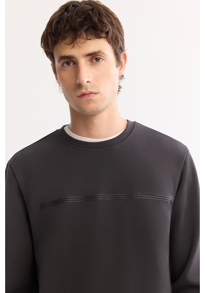Avva Erkek Antrasit Bisiklet Yaka Pamuklu Bi-stretch Baskılı Regular Fit Sweatshirt A52y1325