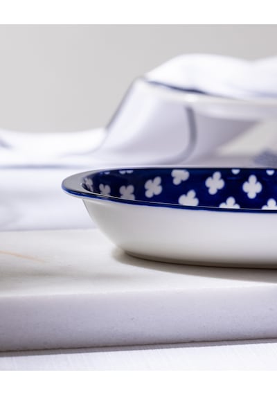 Madame Coco Reve Bleu Raye Oval Tabak - 22 Cm - Mavi/beyaz 8684427225820 Çok Renkli