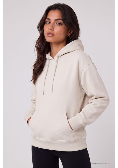 TOMMYLIFE Standart Kapüşonlu 2li Paket Siyah-ekru Kadın Sweatshirt - 97321 Siyah - Ekru