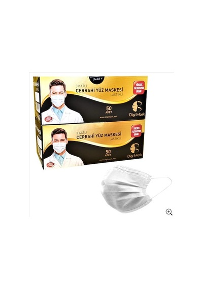 Digi Mask 3 Katlı Telli Lastikli Cerrahi Maske 100 Adet