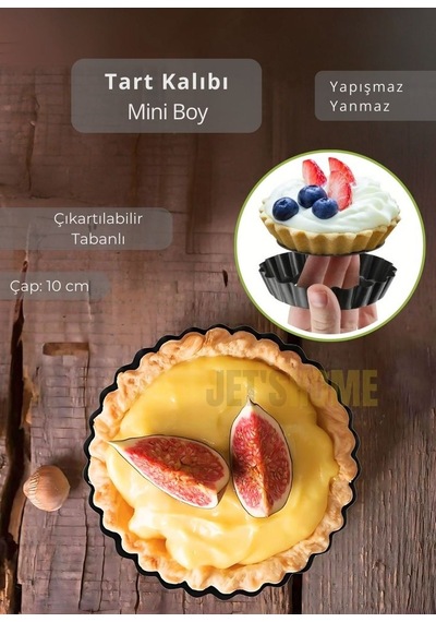 Mini Boy Tart Kalıbı Çıkartılabilir Tabanlı Turta Kalıbı Karbon Çelik Kek Kalıbı 10 Cm Siyah