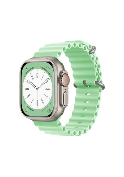 Forzacase Apple Uyumlu  Watch Ultra 49mm İçin Oluklu Ocean Silikon Kordon Kayış - Fc007 Yeşil