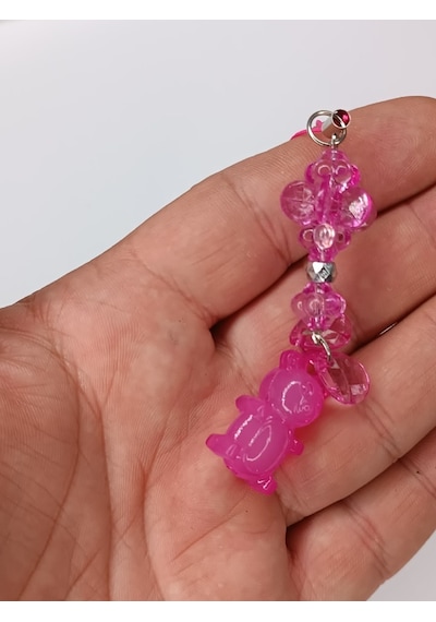 Jelibon Ayıcık Telefon Askısı Çanta Cüzdan Süsü Koyu Pembe 009 Koyu Pembe