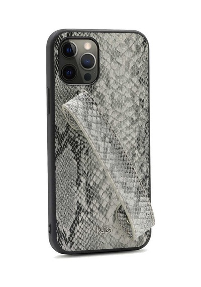 Teleplus Apple Uyumlu iPhone 12 Pro Max Kılıf Kajsa Glamorous Yılan Derisi Desenli Handstrap Kapak