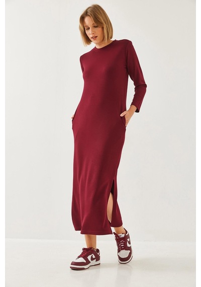 Shade Kadın Modal Kumaş Uzun Elbise 60351127 - Bordo