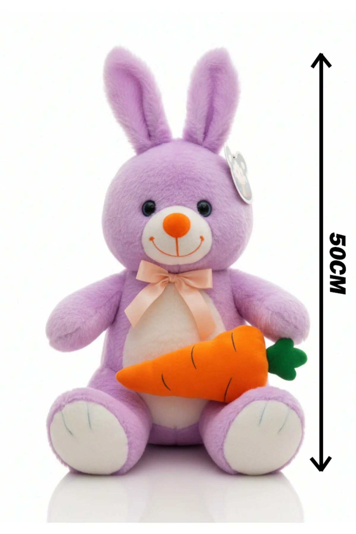 Havuçlu Tavşan Pembe 50 Cm Çocuklara Özel Sevimli Peluş Mor