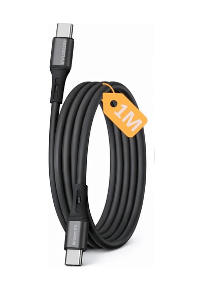 Type C-c Hızlı Şarj Kablosu, 60watt Pd Hızlı Şarj, 1metre, Apple Uyumlu iPhone 15/16/17 Ve Andoid İçin, Siya Standart