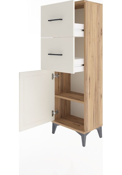 Arges Dolap Tek Raflı 2 Çekmeceli Tek Kapaklı 44x30x134 Çam-a... Çam
