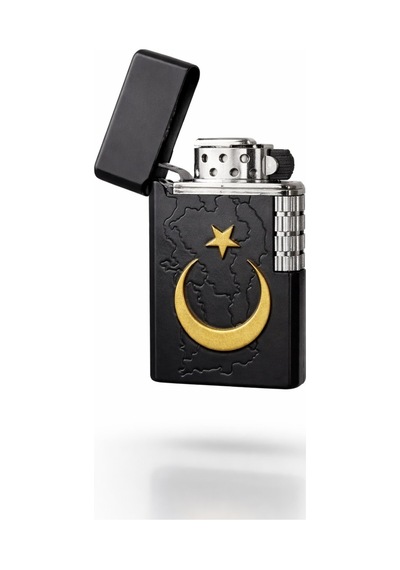 Lüks Premium Serisi Özel Tasarım Türkiye Ay Yıldız Temalı Desenli Çakmak-özel Çakmak Kutusu Siyah
