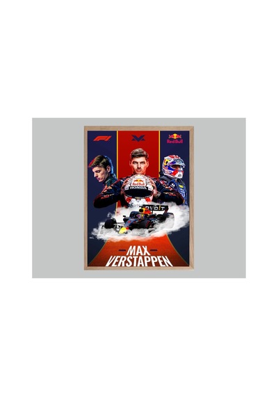 F1 Max Verstappen Ahşap Çerçeveli Tek Parça Genç Odası Tablo Çok Renkli - 817661619 Çok Renkli