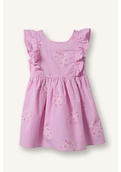 Defacto Kolsuz Poplin Pembe Elbise Kız Bebek H9619a526hspn171 Pembe-pn171