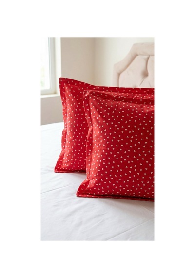%100 Pamuklu Kalp Desenli Volanlı Yastık Kılıfı 2 Adet 50x70 Cm Bej - 864264444 Bej