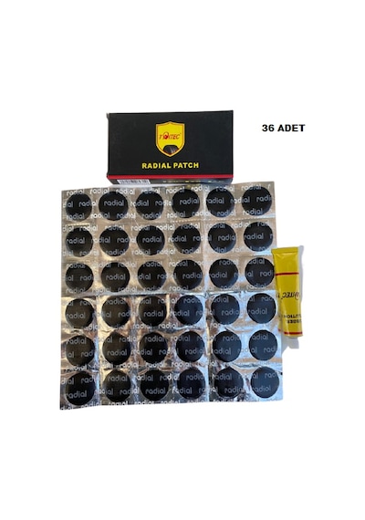 Radial Patch Bisiklet Lastik Tamir Yama Seti Soğuk Yama Yuvarlak Siyah 36'lı Siyah